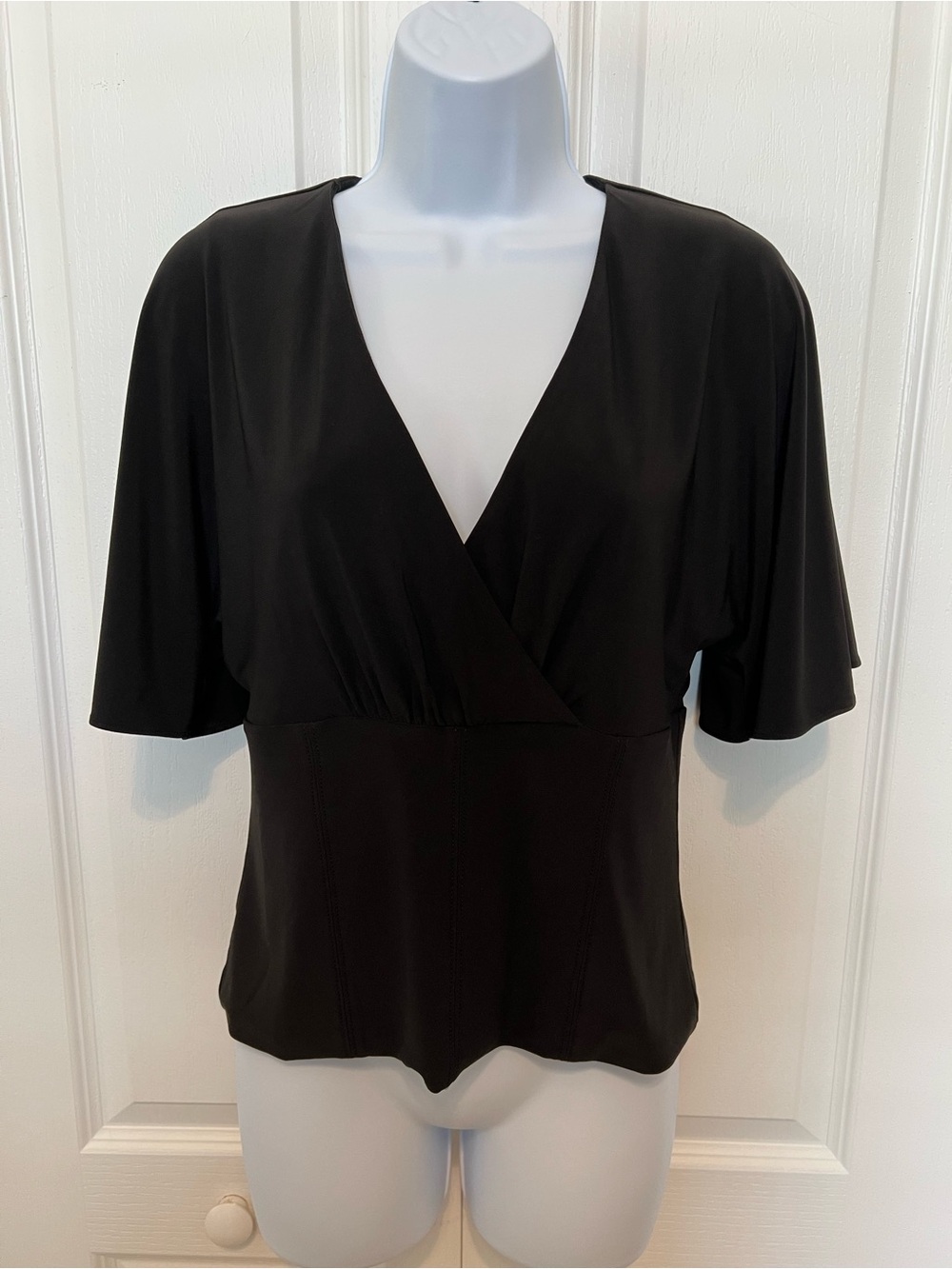 White House Black Market Black V-Neck Blouse